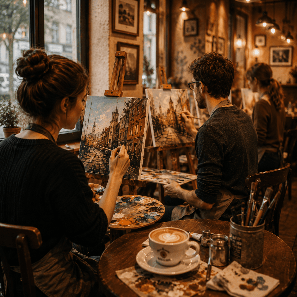Painters at easels